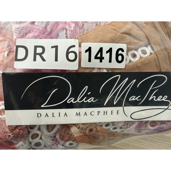 Dalia MacPhee lance Orange pink Hollow short sleeve  luxury Maxi midi Dress  L - Picture 15 of 15